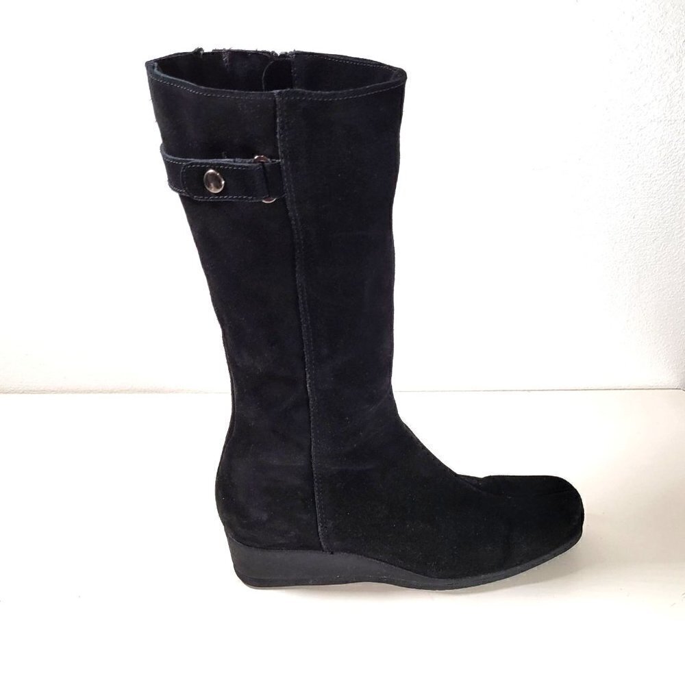 La Canadienne Black Long Knee High Wedge Boots / booties Size Us 8M - Picture 11 of 16